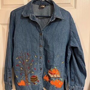 Southern Lady denim stitched fall shirt/jacket